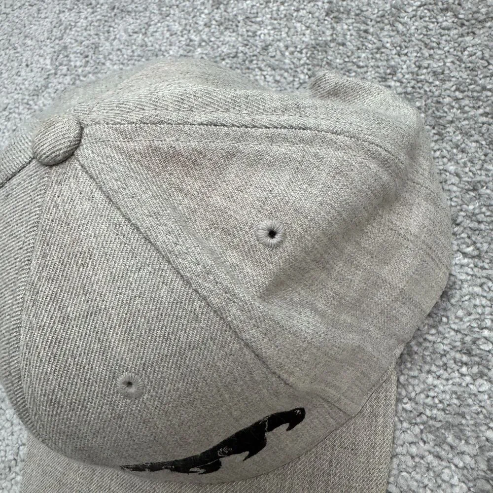 The Classics Yupoong Snapback Embroidered Bear Hat Cap mens Gray Wool Blend